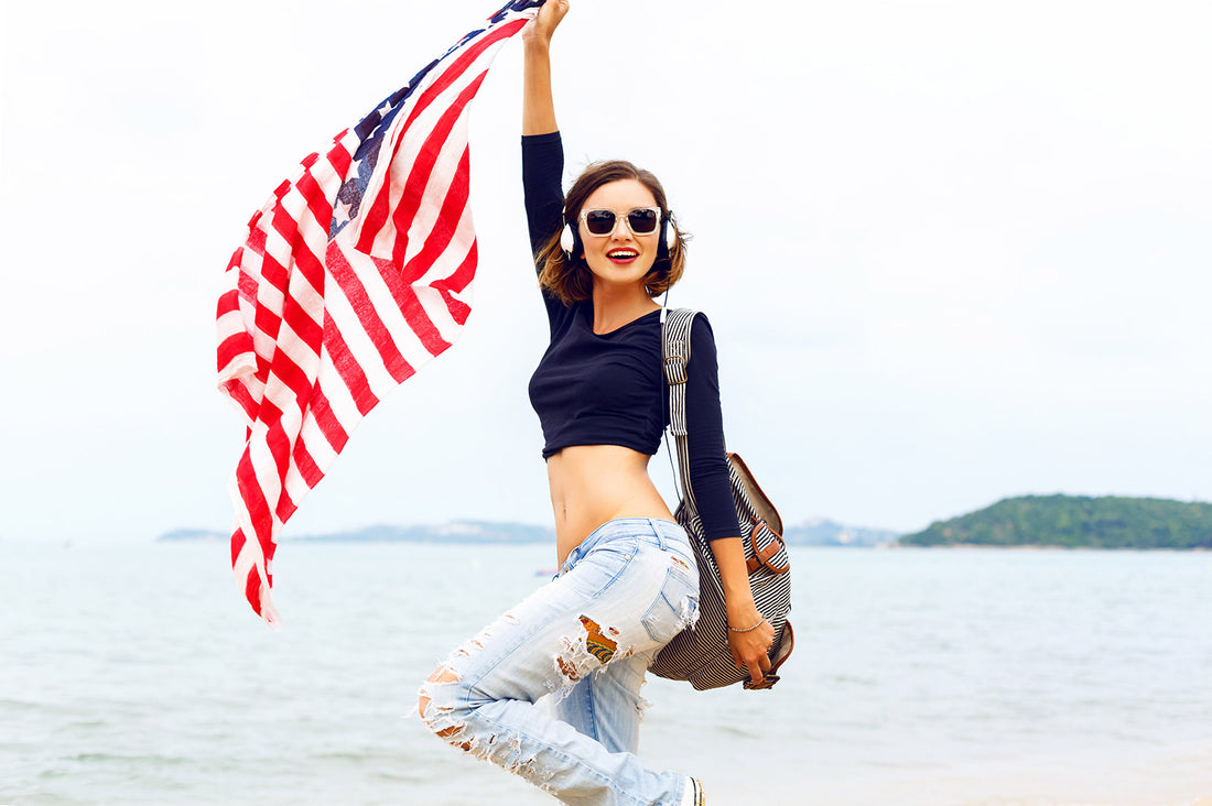 US Sustainable Beauty Trends - Woman Holding US flag|
