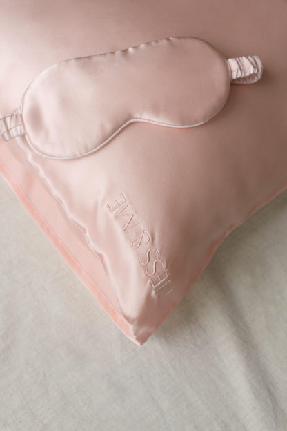 Ness & Me 100% Mulberry Silk Pillowcase & Eye Mask Set - Pink