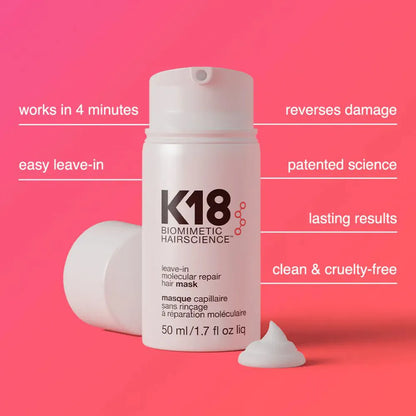 K18 Leave-In Molecular Repair Hair Mask 15ml infographic