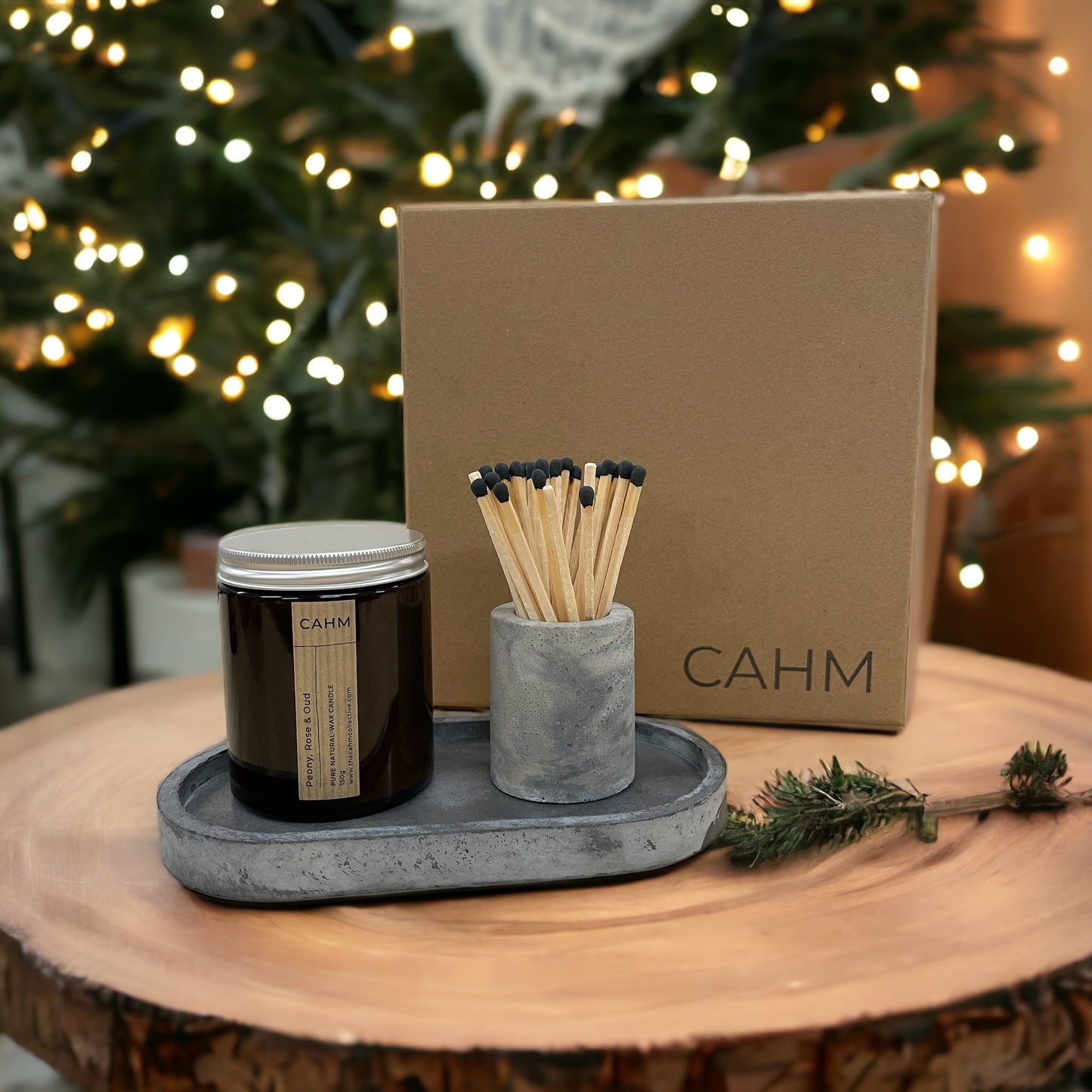 CAHM Candle, Tray and Match Pot Gift Set