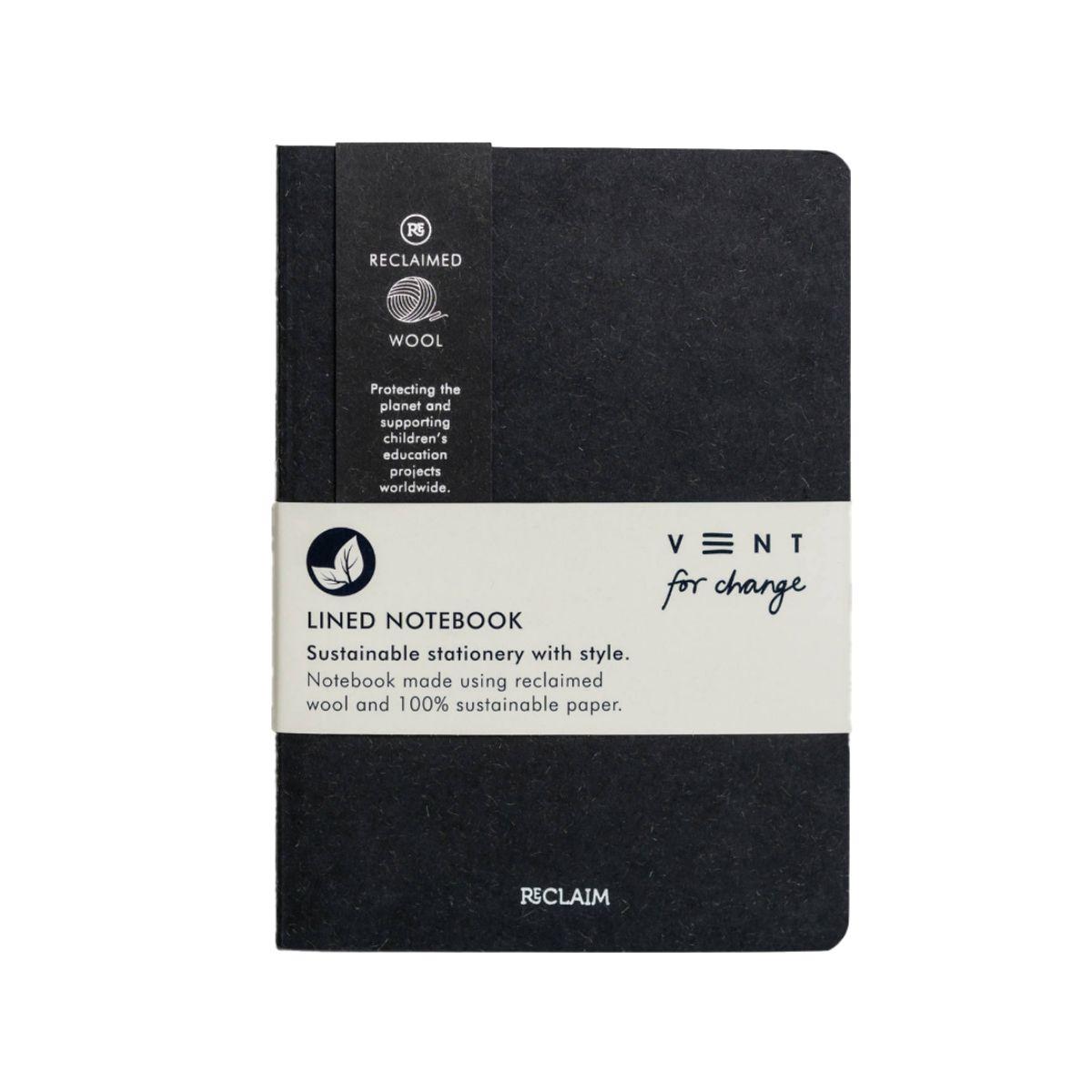 Vent For Change RECLAIM A5 Notebook – Black Wool - buy at Counter Culture Store