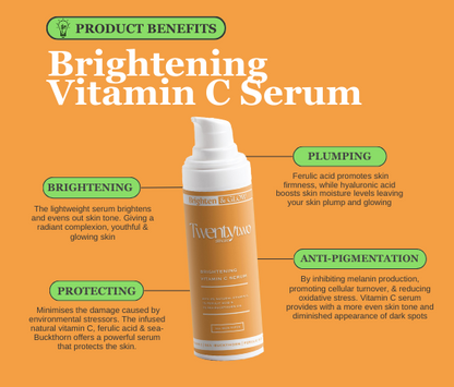 Brightening Vitamin C Serum - Anti-Ageing - benefits - Twentytwo Skincare - twenty two - natural certified skincare