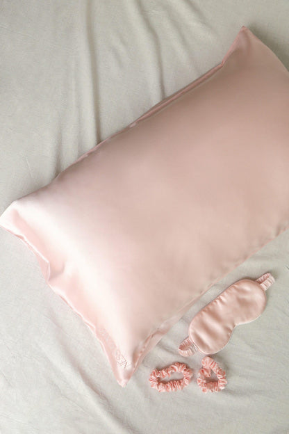 Ness & Me 100% Mulberry Silk Pillowcase & Eye Mask Set - Pink